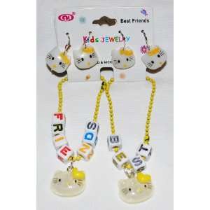  Yellow BFF Best Friends Set Girls Bracelets & Earrings 