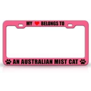 MY HEART BELONGS TO AN AUSTRALIAN MIST Cat Pet Auto License Plate 