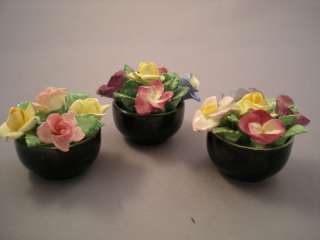 Three Coalport Porcelain Miniature Flower Bouquets  