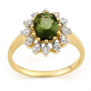 Genuine 1.62 ctw Green Tourmaline & Diamond Ring Gold  