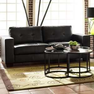  Tuxedo 2 Seat Leather Sofa Fabric Iron Ivory Furniture 