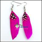 Ladies Fashion Pastel Natural Feather EarrIngs 1206 Colorful Free