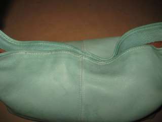 FOSSIL Light Turquoise Blue Leather Hobo Satchel Shoulder Purse Boho 