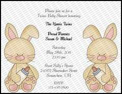 Assorted Twins Personalized Baby Shower Invitations  