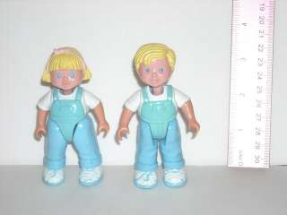   Family Dollhouse People Lot Twin Blond Girl Boy Sister Brother  