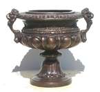 Cast Bronze Flower Vase Planter Urn with Pedestal Base  