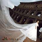   Quality Cathedral Length Wedding Dress Party Gown Veils Lace Purfle