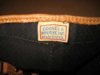 DOONEY & BOURKE Vintage Black Canvas Tan Leather Trim Boston Shopper 