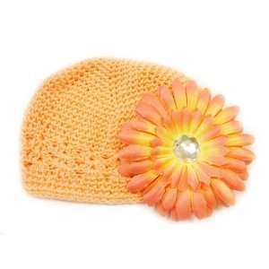   Fits 0   9 Months With a 4 Peach Gerbera Daisy Flower Hair Clip Baby