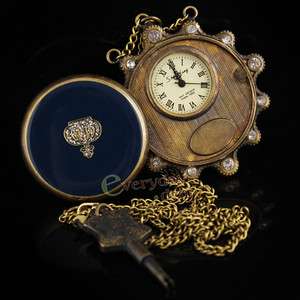 Antique Crown Copper Hand Wind Pocket Watch FOB Key CZ  
