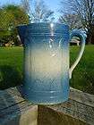 Uncommon Blue and White Stoneware Shield Pitcher with Strong Color