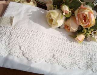 cotton white/ecru hand Crochet Lace Embroidery Bed Valance double size 
