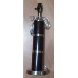  19 Brushed Steel & Walnut Cylinder Table Lamp