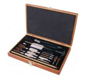   28 PIECE UNIVERSAL GUN CLEANING KIT IN WOODEN LATCHED BRIEFCASE 70100