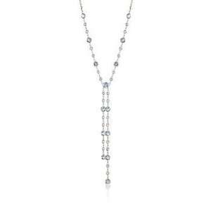  ct. t.w. Blue Topaz Lariat Necklace In 14kt White Gold. 17 Jewelry