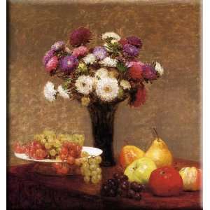 Asters and Fruit on a Table 15x16 Streched Canvas Art by Fantin Latour 