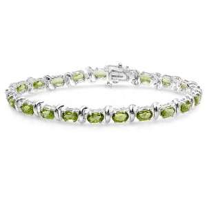   Cut Genuine Green Peridot 925 Sterling Silver Tennis Bracelet Jewelry