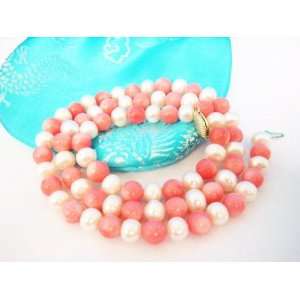   Mm Fashion Fresh Water Pearl with Pink Coral Necklace 