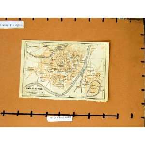  MAP 1912 STREET PLAN CARACASSONNE FRANCE VILLE BASSE