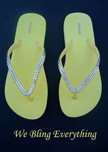 Yellow Flip Flops With Swarovski Crystals  