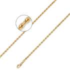 IceNGold 10K Solid Yellow Gold Diamond Cut Rope Chain Necklace with 