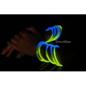   BI COLORED BLUE/YELLOW Glow Bracelets with FREEBIES Toys & Games