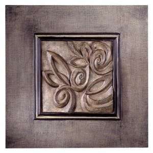  Square Wall Art IV in Dark Burlap with Warm Silver