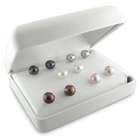   Cultured Freshwater Button Pearl Stud Earrings in Silver (Set of 5