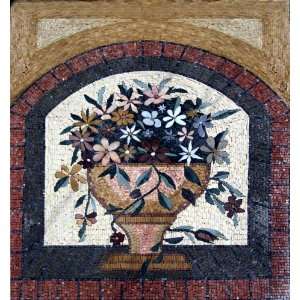  40x44 Flower Mosaic Art Tile Mural Wall Decor