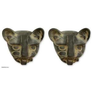  Ceramic masks, Jaguar Relics (pair)