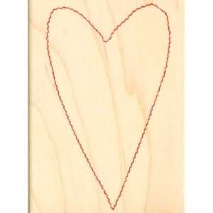  Large Stitched Heart Wood Mounted Rubber Stamp (H3780 