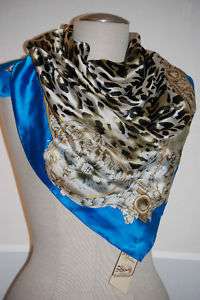 NWT Echo Design 100% Silk Satin Animal/Vintage scarf  