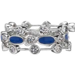   Loraines CZ Cubic Zirconia Enamel Eternity Band Rings  Blue Jewelry