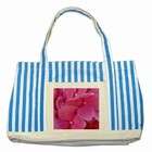   Collectibles Striped Blue Tote Bag of Pink Hydrangea Flower Blooms