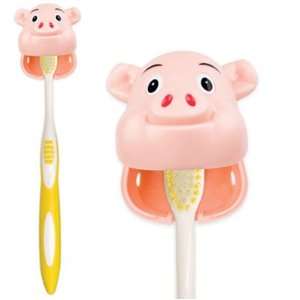    Kikkerland Piggy Suction Cup Toothbrush Holder, Pink Beauty