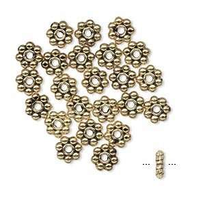  #4730 4mm Daisy Spacer Beads Antique Gold Lead Safe Pewter 