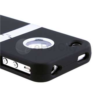   BLACK CASE STAND COVER W/CHROME for iPhone 4 4S 4G 4GS 4G  