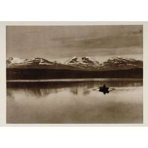 1924 Boat Tornetrask Lake Mountain Range Lapland Sweden   Original 