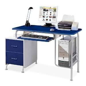  TECHNI MOBILI Wood Student Computer Desk in Blue and 
