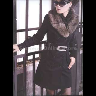 NEW Womens Fur collar Winter Long Coat Outerwear  