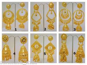   Jhumki Gold Plated Hoop Dangle Chandelier Earrings India Jewelry