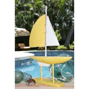  RACING SAIL BOAT YELLOW NAUTICAL 20   HAND CARVED 