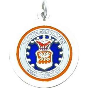  Sterling Silver Air Force Round Charm Jewelry
