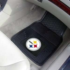  NFL Football Pittsburg Steelers Black 2pc Vinyl Car Mats With Team 