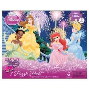  Disney Girls Super 3D 3 Pack Puzzles Toys & Games