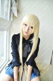 COS New long Platinum Blonde Cosplay Party Wig 100cm  