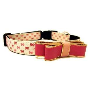   Red and Pink Bow Dog Collar with Matching Bow Attachment