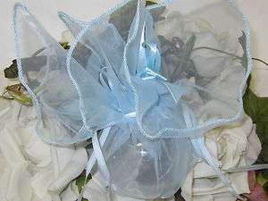 ORGANZA FAVOR WRAP CRAFT PACKAGING LIGHT BLUE POUCH BAG WEDDING BOY 