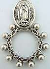 Our Lady of Guadalupe Silver Gild Catholic Rosary Ring Crucifix Jesus 
