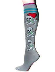 Gray Bones & Roses Pirate Knee High Socks by Foot Traffic